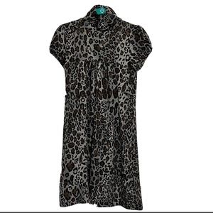B DARLIN Girls Cap Sleeve Leopard Print Turtleneck Dress Size Medium